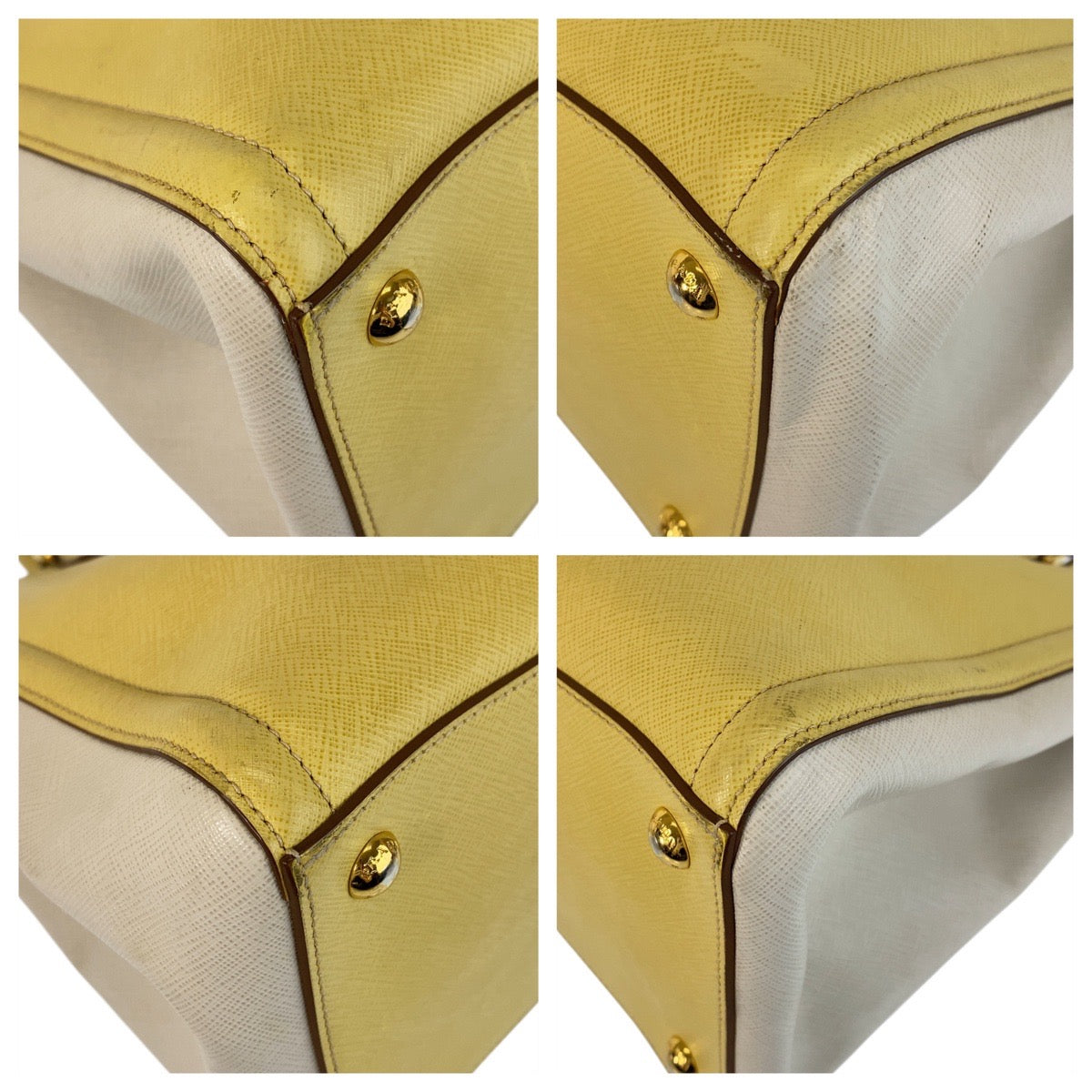 15840
PRADA プラダ サフィアーノ イエロー ゴールド金具 レザー ハンドバッグ ショルダーバッグ 2way レディース AB48