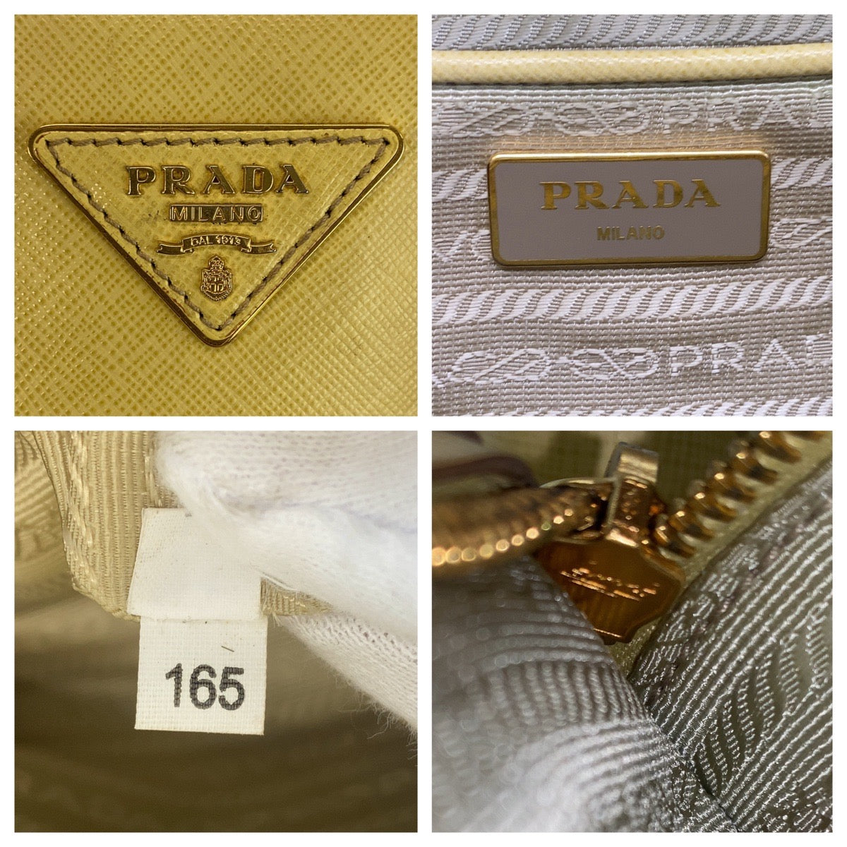 15840
 PRADA Prada Saffiano Yellow Gold Hardware Leather Handbag Shoulder Bag 2way Women's