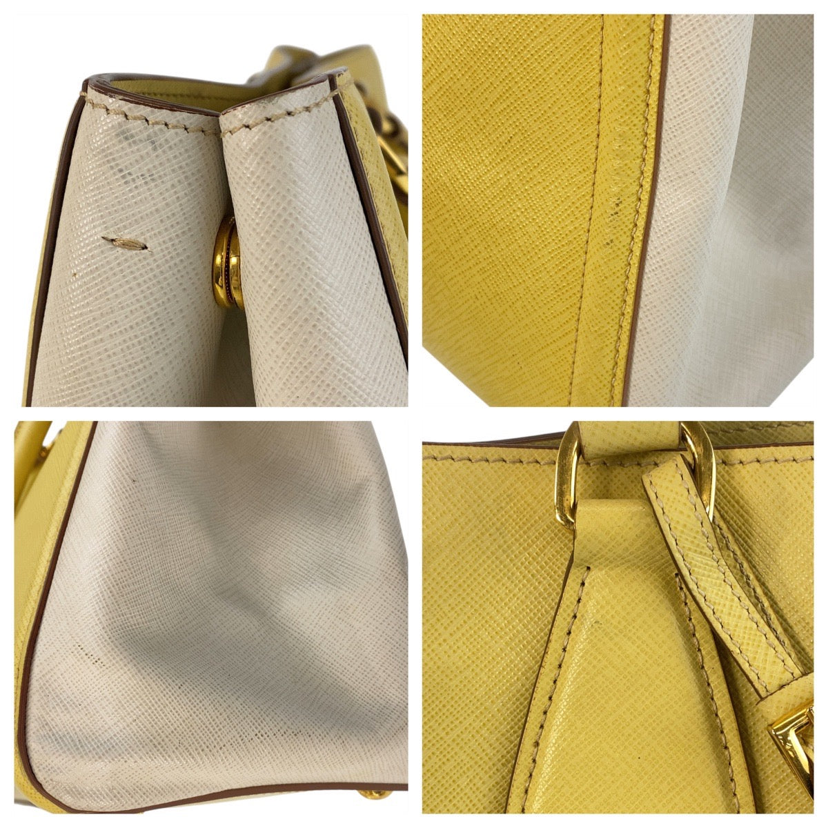 15840
 PRADA Prada Saffiano Yellow Gold Hardware Leather Handbag Shoulder Bag 2way Women's