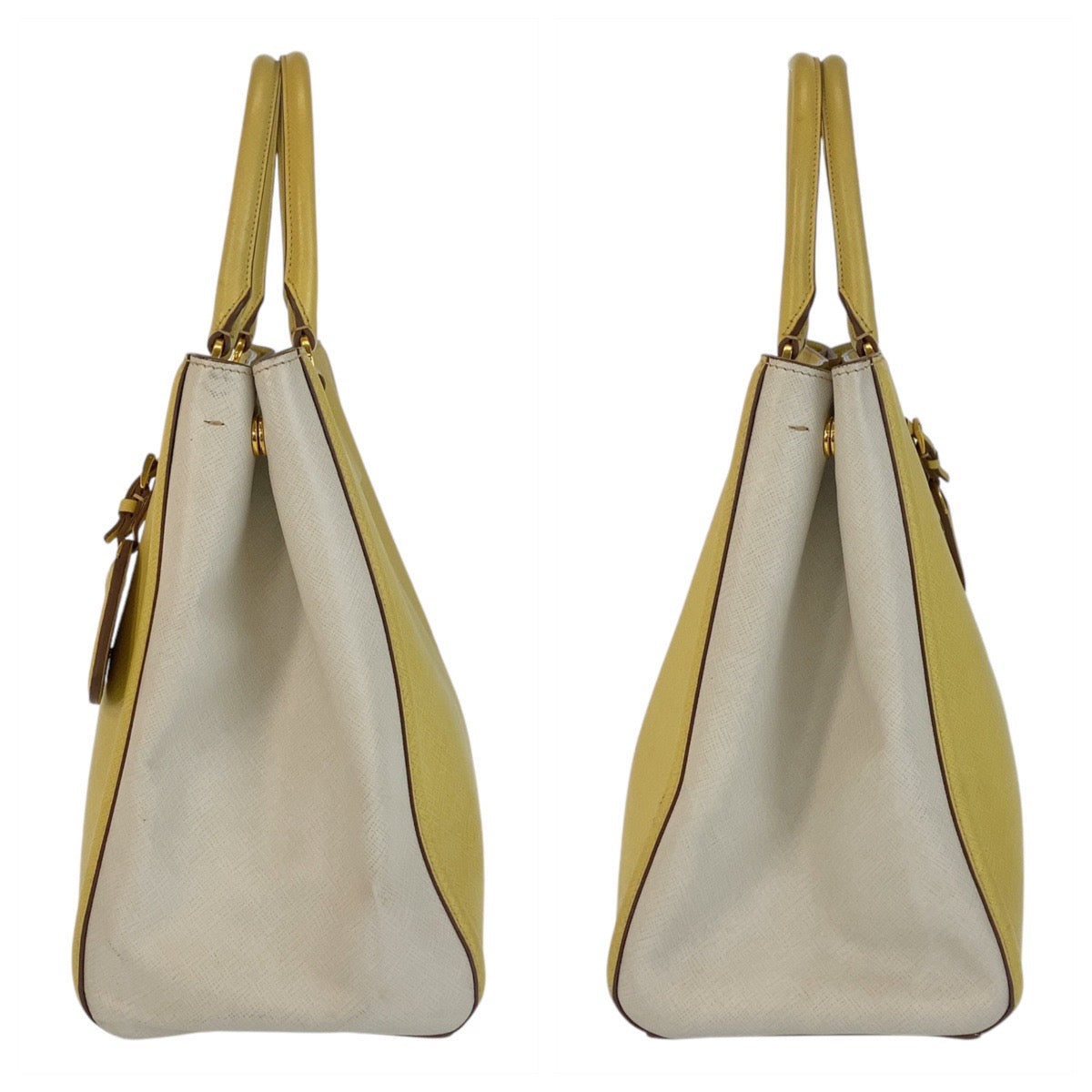 15840
PRADA プラダ サフィアーノ イエロー ゴールド金具 レザー ハンドバッグ ショルダーバッグ 2way レディース AB48