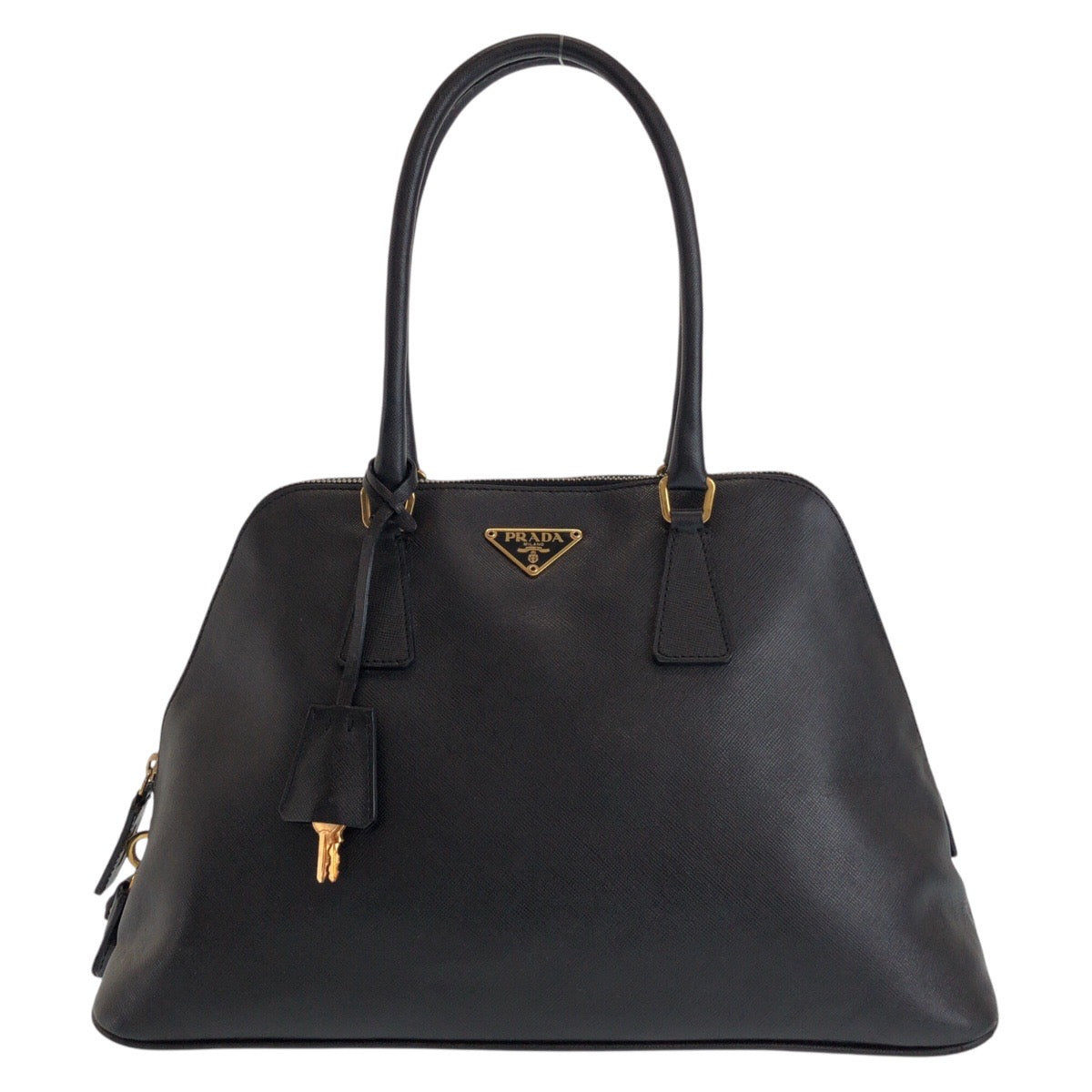 15842
PRADA プラダ サフィアーノ ブラック 黒 ゴールド金具 レザー ハンドバッグ ショルダーバッグ  レディース AB54