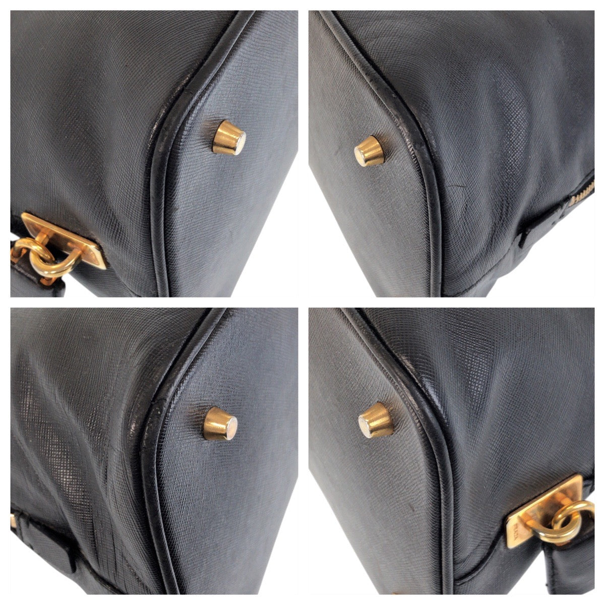 15842
PRADA プラダ サフィアーノ ブラック 黒 ゴールド金具 レザー ハンドバッグ ショルダーバッグ  レディース AB54