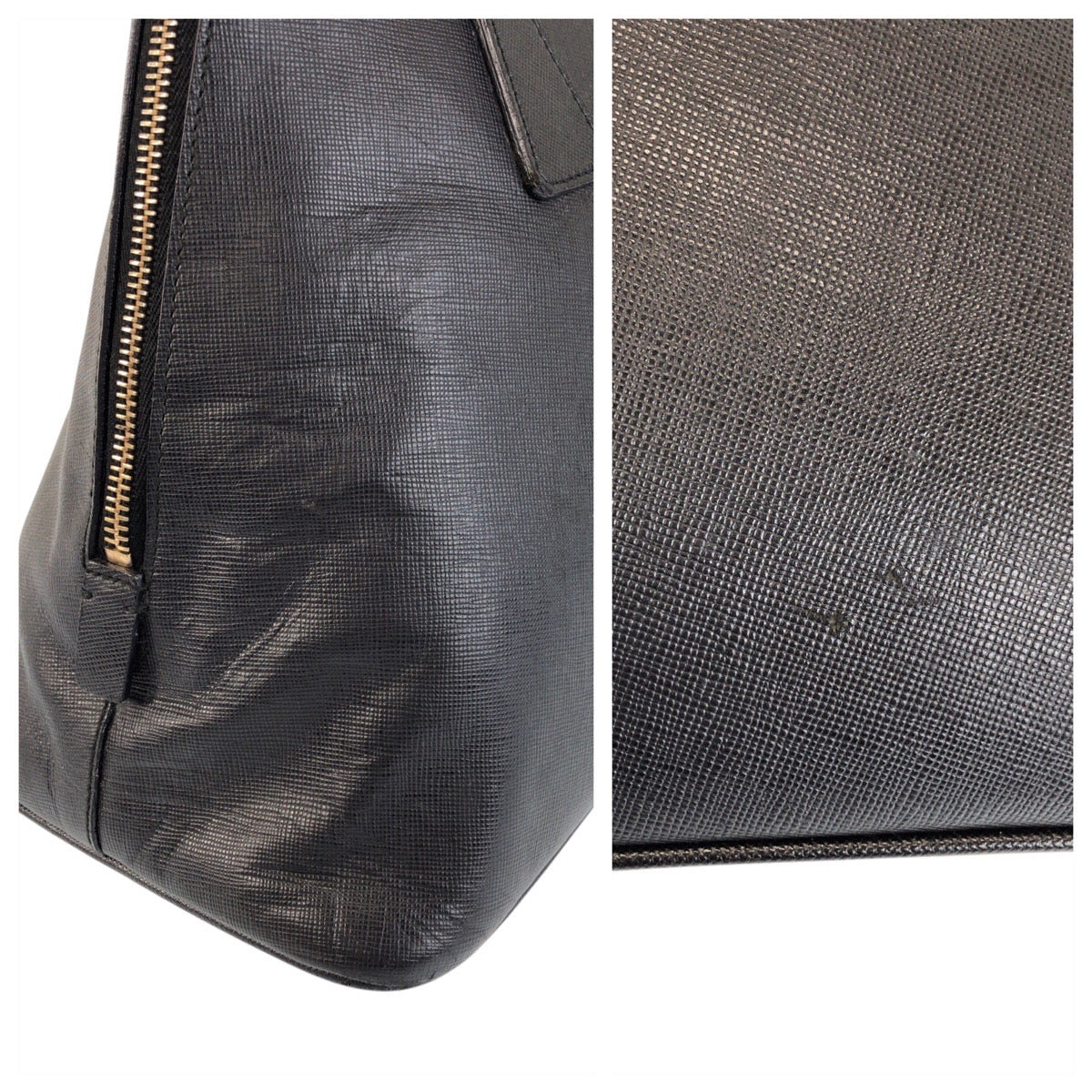 15842
PRADA プラダ サフィアーノ ブラック 黒 ゴールド金具 レザー ハンドバッグ ショルダーバッグ  レディース AB54