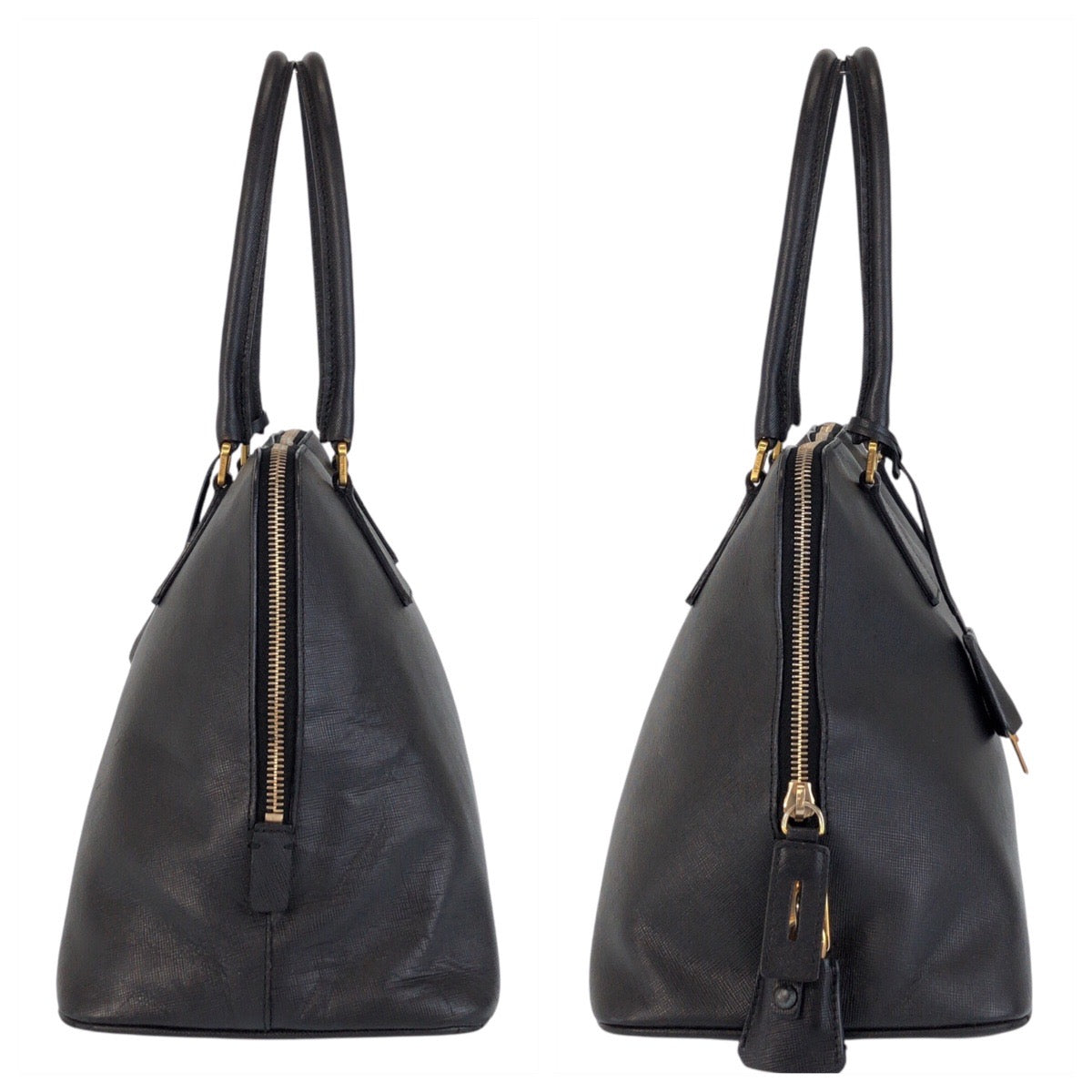 15842
PRADA プラダ サフィアーノ ブラック 黒 ゴールド金具 レザー ハンドバッグ ショルダーバッグ  レディース AB54