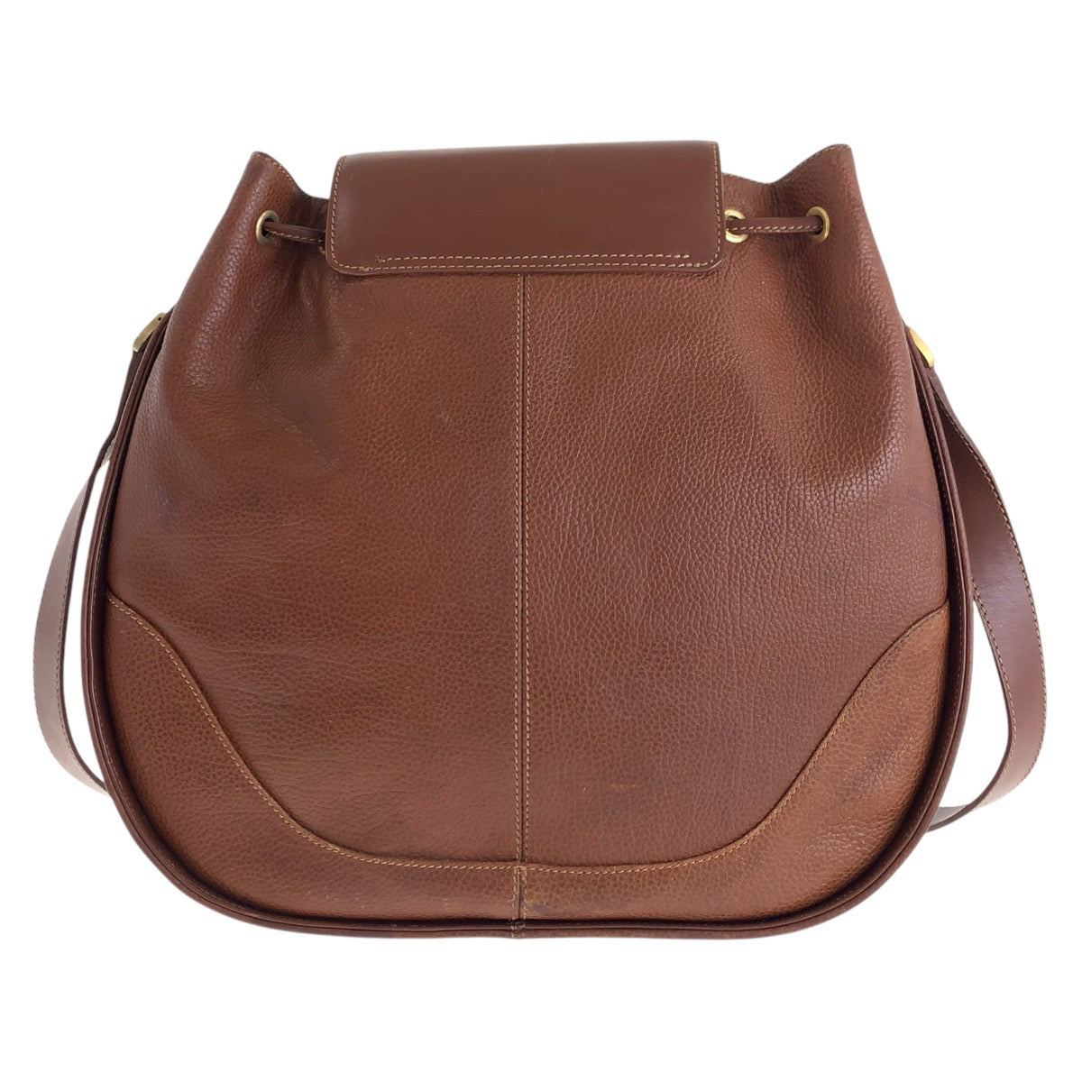 15843
GUCCI グッチ ヴィンテージ オールドグッチ ホースビット ブラウン ゴールド金具 レザー ショルダーバッグ  レディース