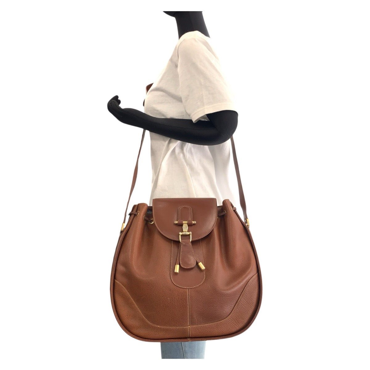 15843
GUCCI グッチ ヴィンテージ オールドグッチ ホースビット ブラウン ゴールド金具 レザー ショルダーバッグ  レディース