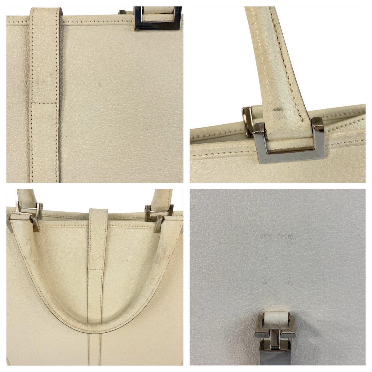 15845
GUCCI グッチ ジャッキー ホワイト アイボリー シルバー金具 レザー 002 1064 トートバッグ ショルダーバッグ レディース ABP38