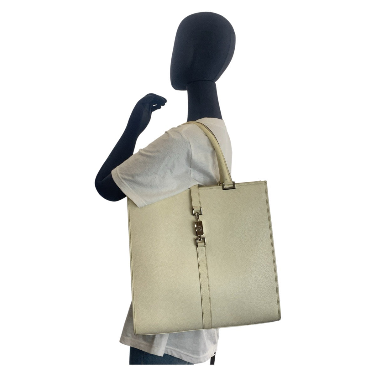 15845
GUCCI グッチ ジャッキー ホワイト アイボリー シルバー金具 レザー 002 1064 トートバッグ ショルダーバッグ レディース ABP38