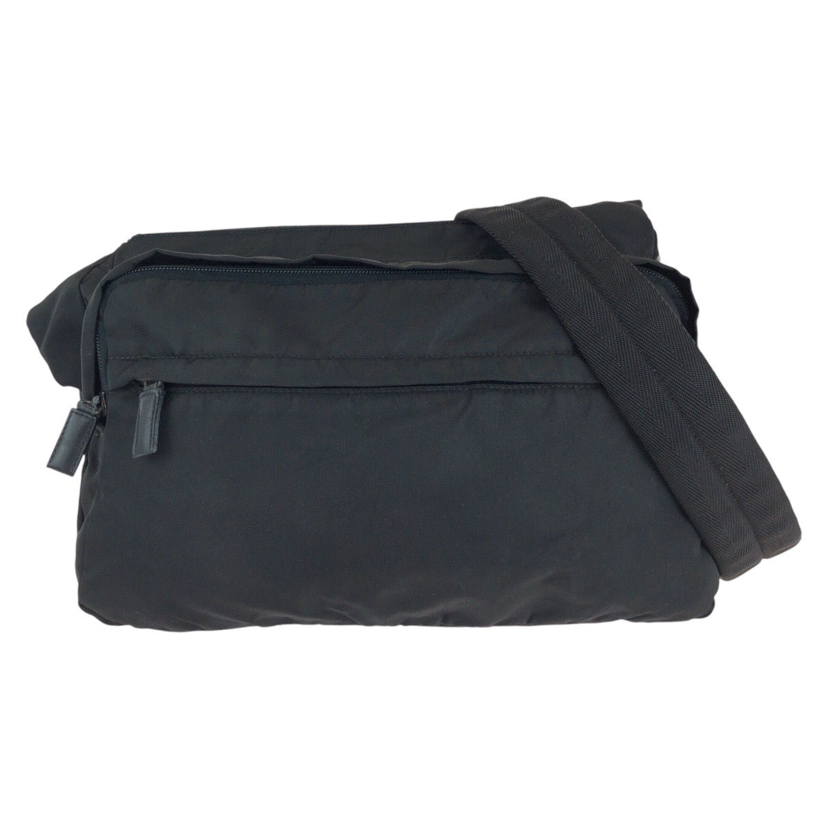 15847
 PRADA Tessuto Triangle Logo Plate Black Silver Hardware Nylon Shoulder Bag Messenger Bag Women's