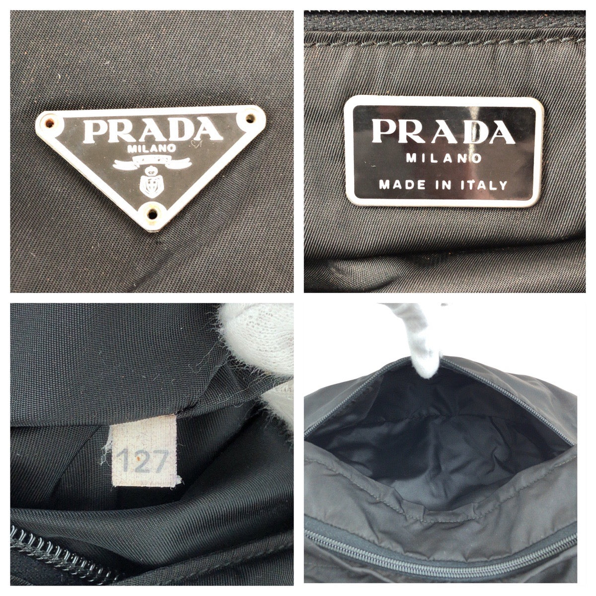 15847
 PRADA Tessuto Triangle Logo Plate Black Silver Hardware Nylon Shoulder Bag Messenger Bag Women's