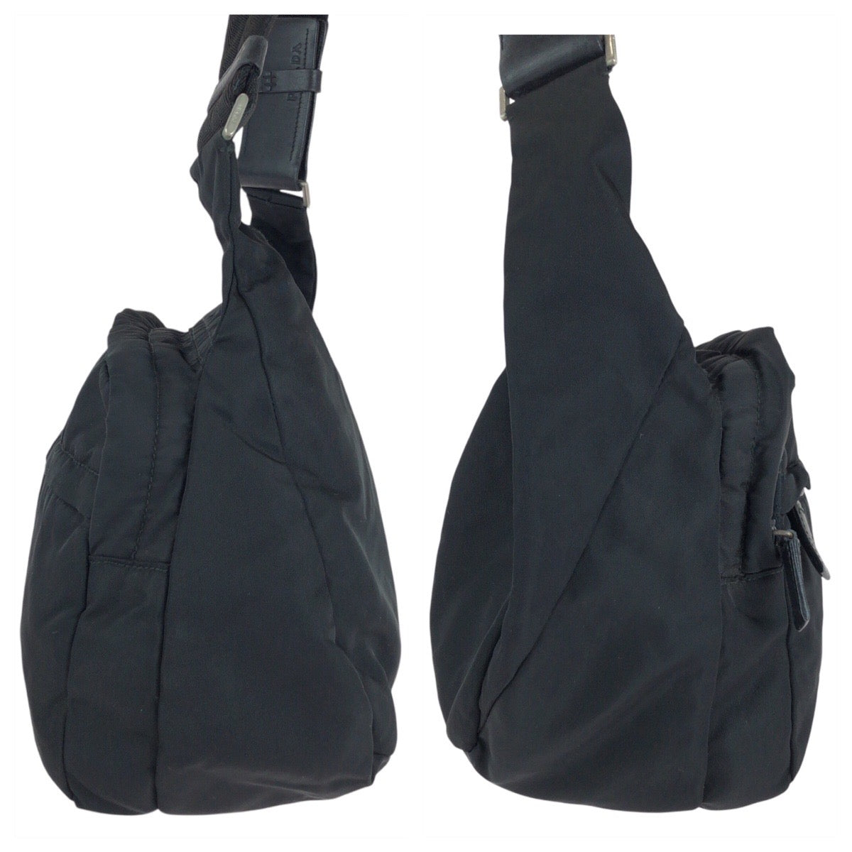 15847
 PRADA Tessuto Triangle Logo Plate Black Silver Hardware Nylon Shoulder Bag Messenger Bag Women's