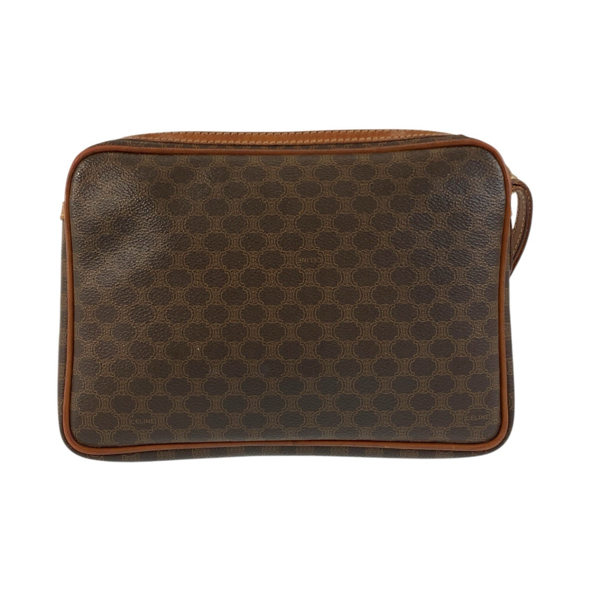 15851
CELINE セリーヌ マカダム ブラウン ゴールド金具 レザー DM94 クラッチバッグ セカンドバッグ  メンズ