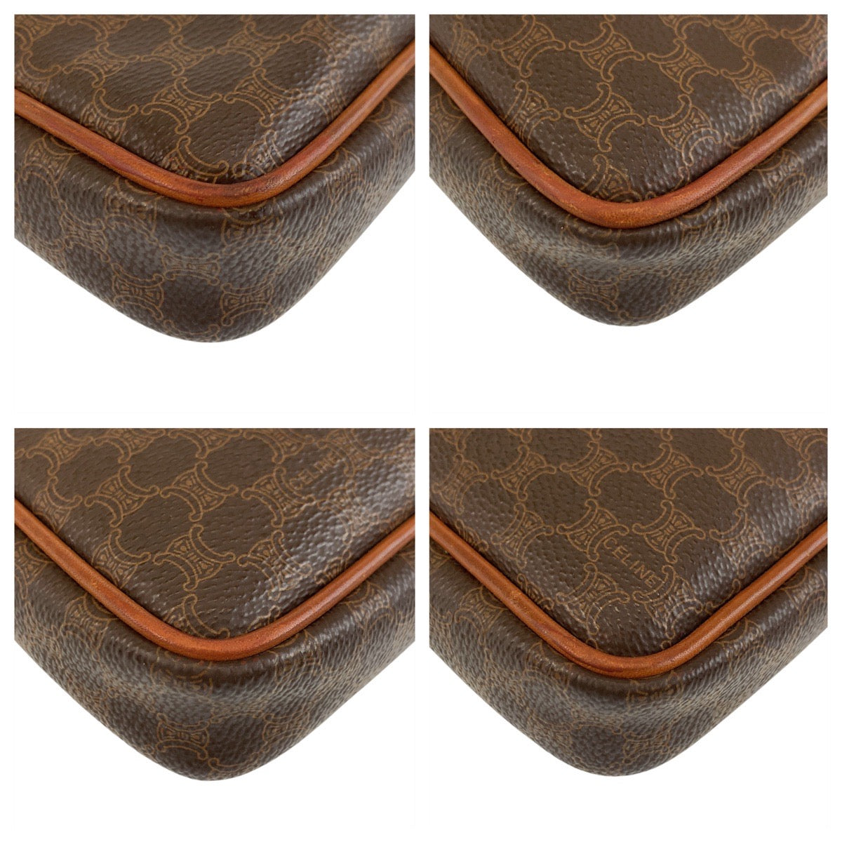 15851
CELINE セリーヌ マカダム ブラウン ゴールド金具 レザー DM94 クラッチバッグ セカンドバッグ  メンズ