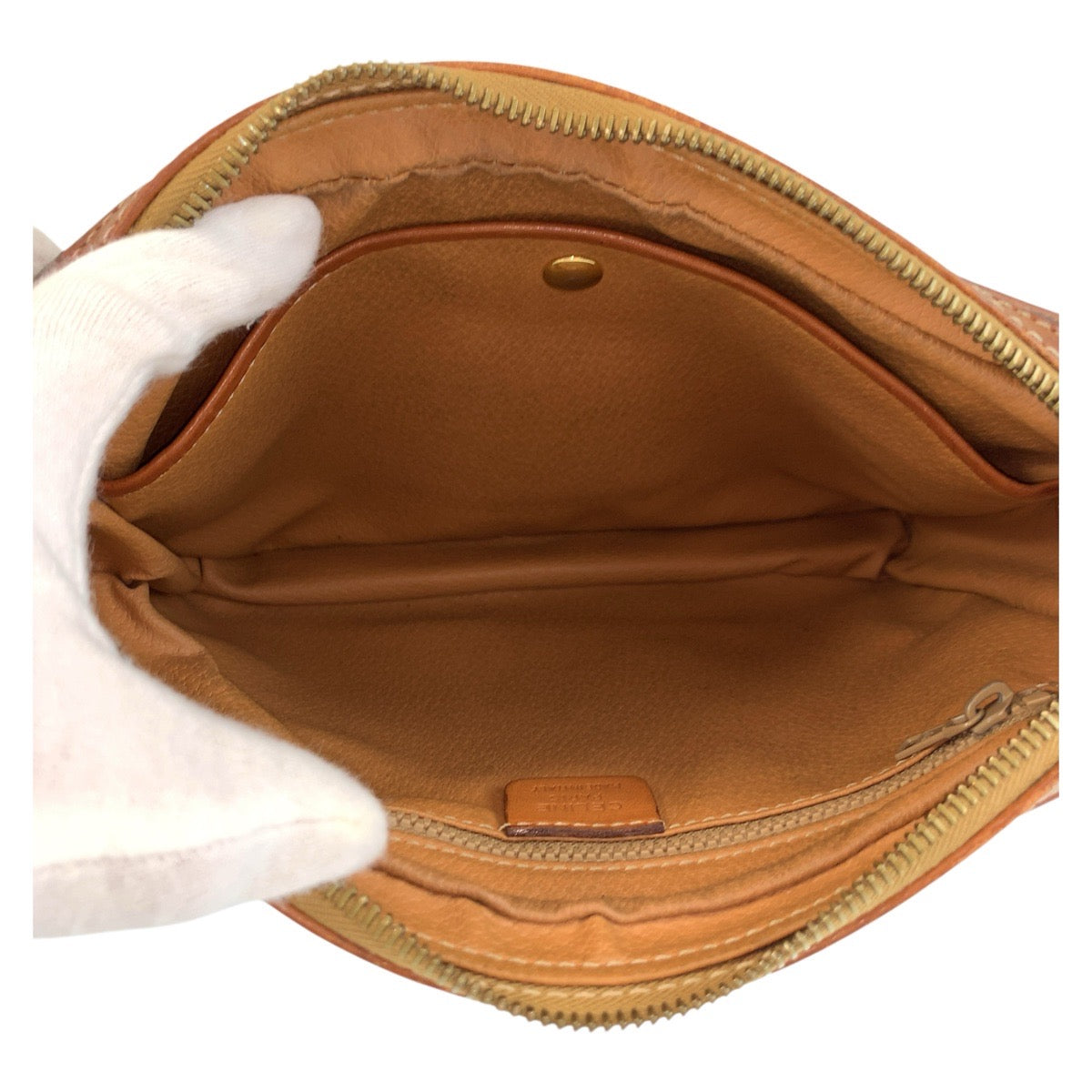 15851
CELINE セリーヌ マカダム ブラウン ゴールド金具 レザー DM94 クラッチバッグ セカンドバッグ  メンズ