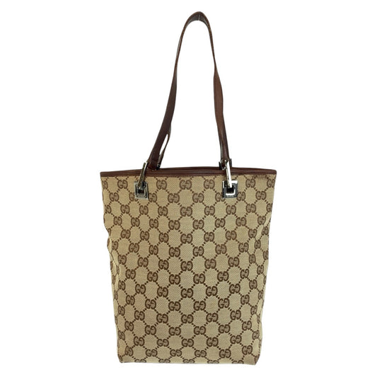 15855
GUCCI グッチ ベージュ ブラウン GGキャンバス / レザー 31244 トートバッグ ショルダーバッグ  レディース