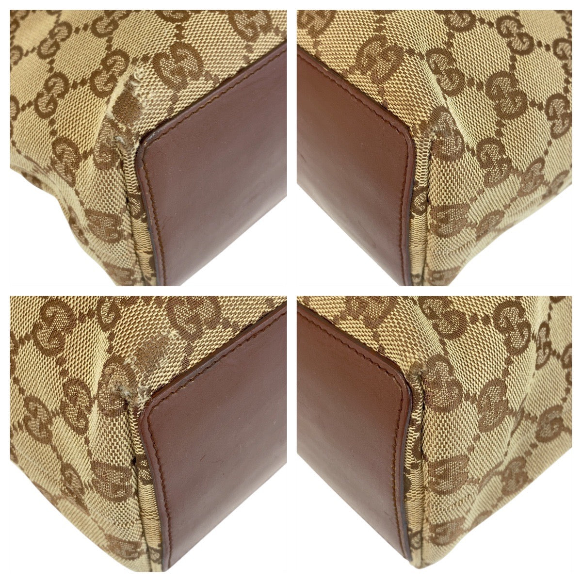 15855
GUCCI グッチ ベージュ ブラウン GGキャンバス / レザー 31244 トートバッグ ショルダーバッグ  レディース
