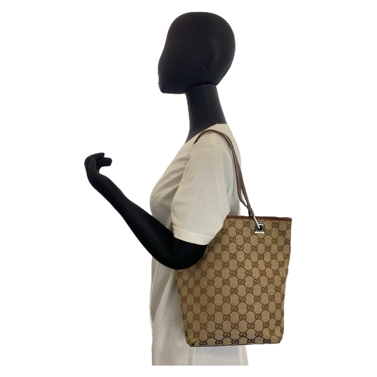 15855
GUCCI グッチ ベージュ ブラウン GGキャンバス / レザー 31244 トートバッグ ショルダーバッグ  レディース