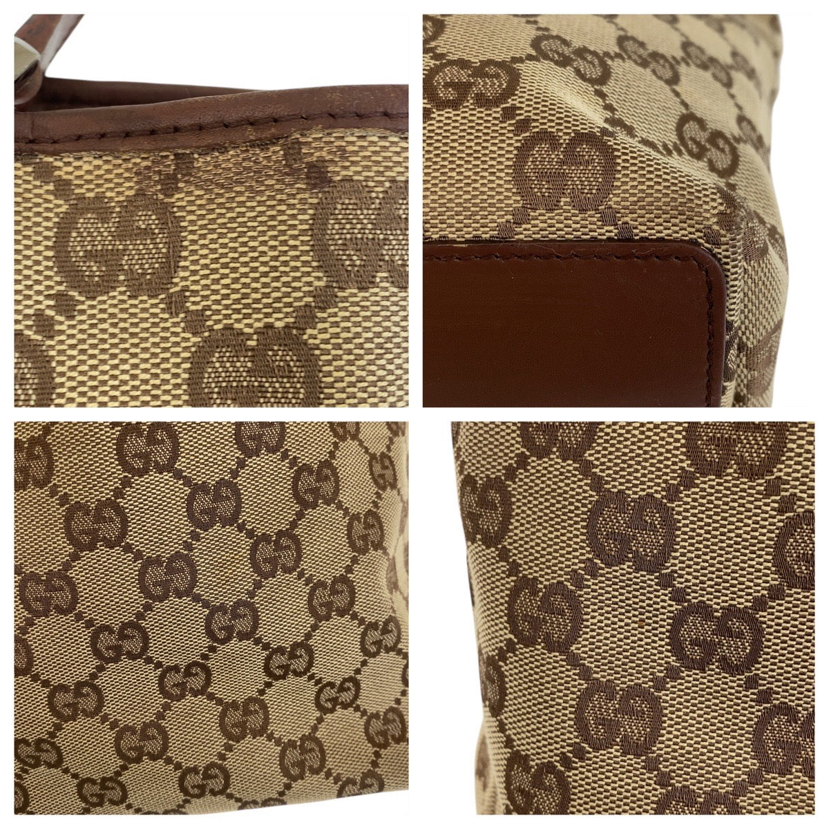 15855
GUCCI グッチ ベージュ ブラウン GGキャンバス / レザー 31244 トートバッグ ショルダーバッグ  レディース