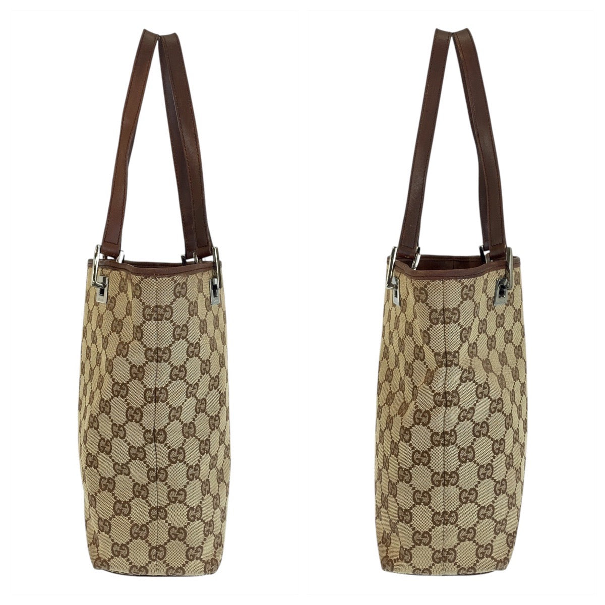 15855
GUCCI グッチ ベージュ ブラウン GGキャンバス / レザー 31244 トートバッグ ショルダーバッグ  レディース
