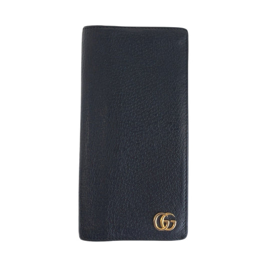 15857
GUCCI グッチ GGマーモント ブラック 黒 ゴールド金具 レザー 459133 長財布 ロングウォレット  メンズ