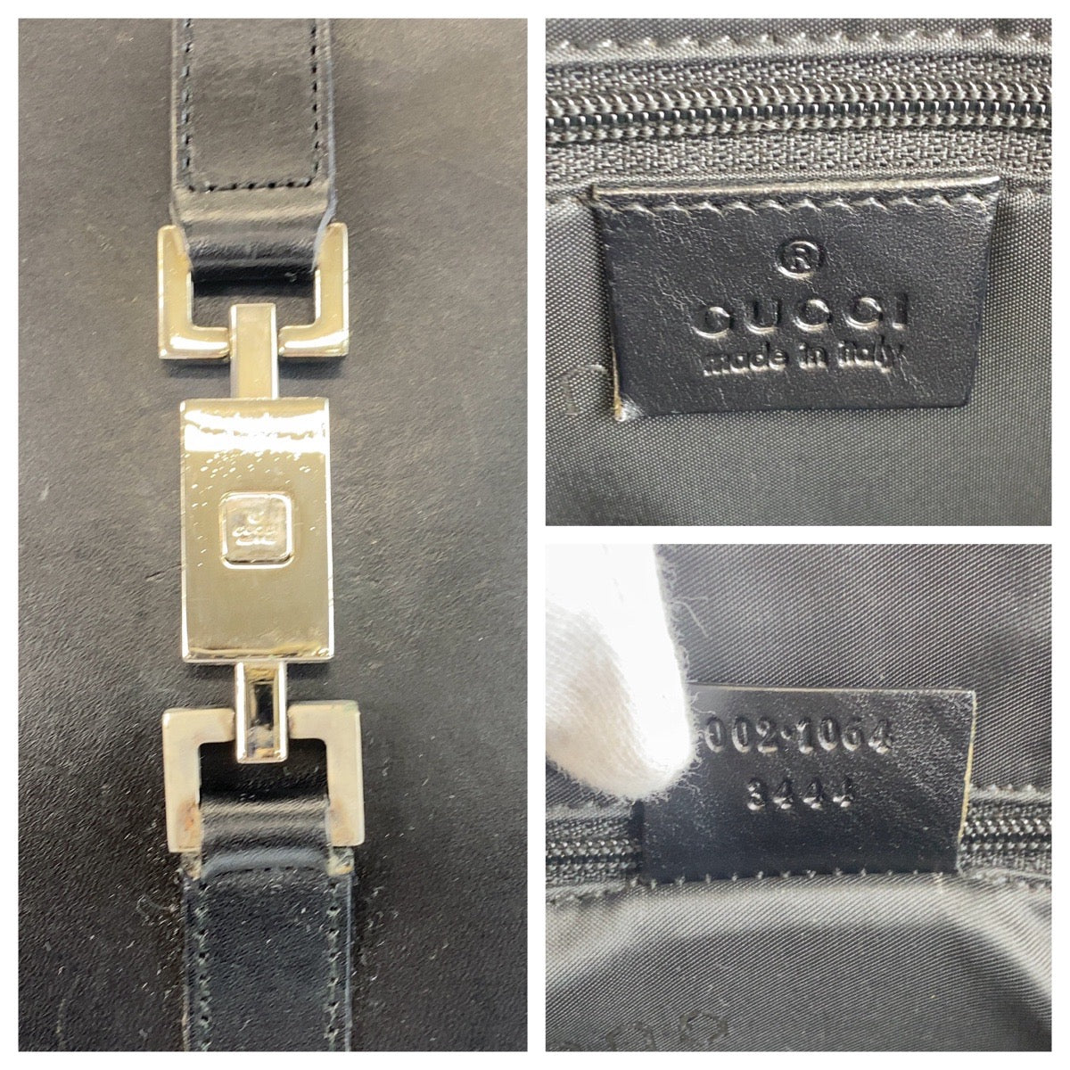 15859
GUCCI グッチ ジャッキー ブラック 黒 シルバー金具 レザー 002 1064 トートバッグ ショルダーバッグ レディース ABP39