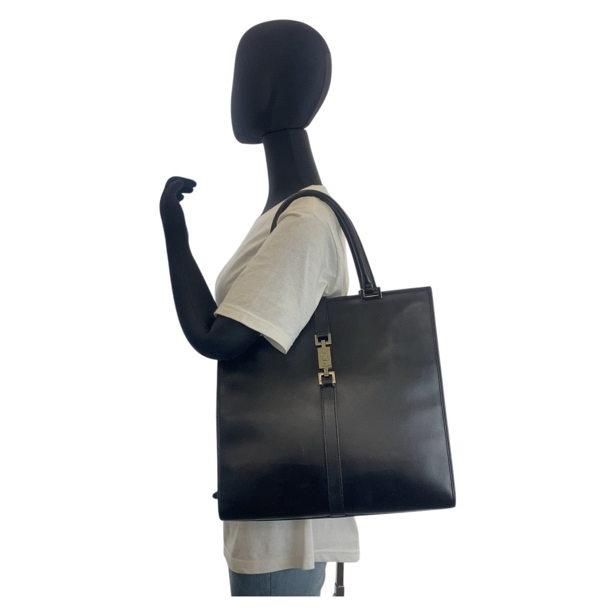 15859
GUCCI グッチ ジャッキー ブラック 黒 シルバー金具 レザー 002 1064 トートバッグ ショルダーバッグ レディース ABP39