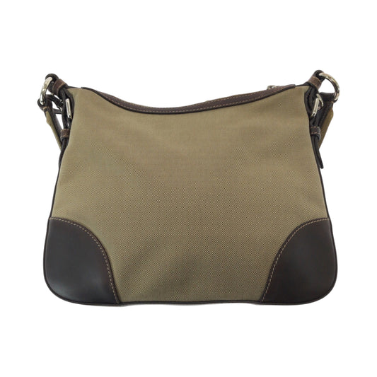 15863
PRADA プラダ ロゴジャガード ブラウン シルバー金具 キャンバス ショルダーバッグ ポシェット レディース AB40