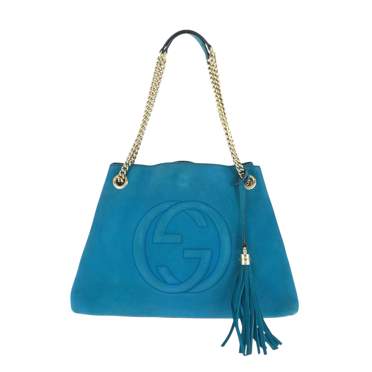 15866
GUCCI グッチ ソーホー ブルー ゴールド金具 レザー 308982 チェーントートバッグ ショルダーバッグ  レディース ABP64