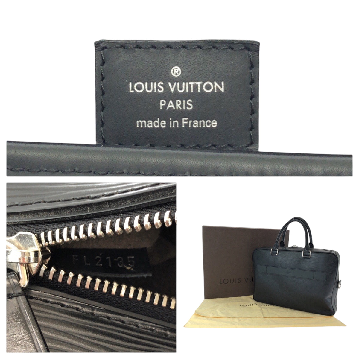 15883
LOUIS VUITTON ルイヴィトン エピ ポルトドキュマン ノワール ブラック 黒 シルバー金具 エピレザー M54092 ビジネスバッグ ハンドバッグ  メンズ
