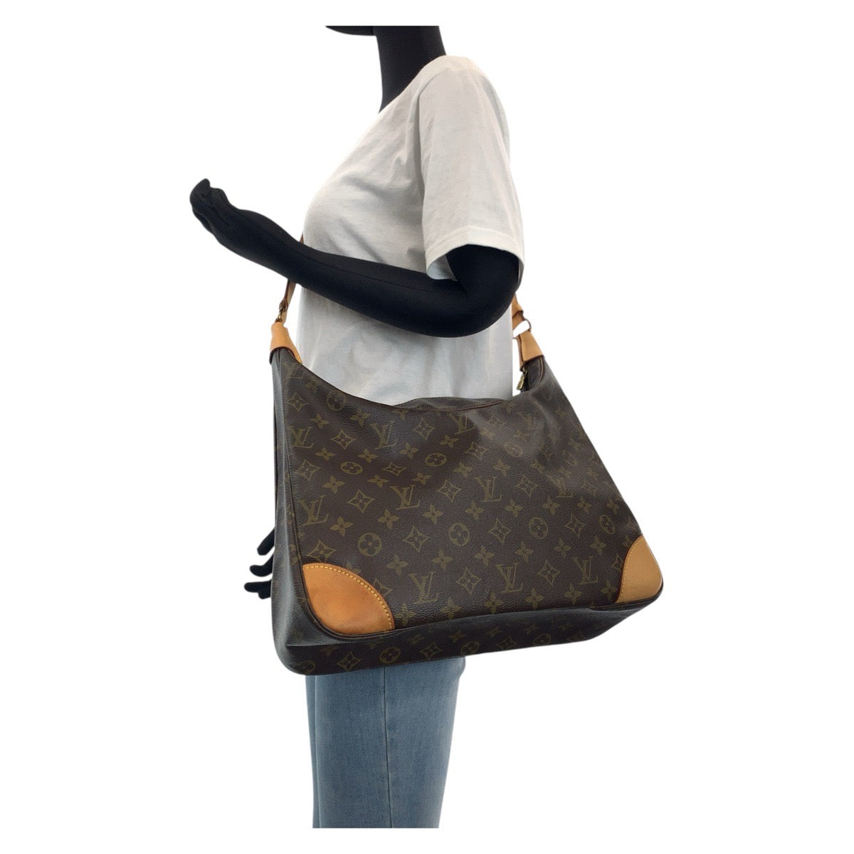 15884
LOUIS VUITTON ルイヴィトン モノグラム ブローニュ 35 ブラウン ゴールド金具 PVC / レザー M51260 ショルダーバッグ  レディース AB66
