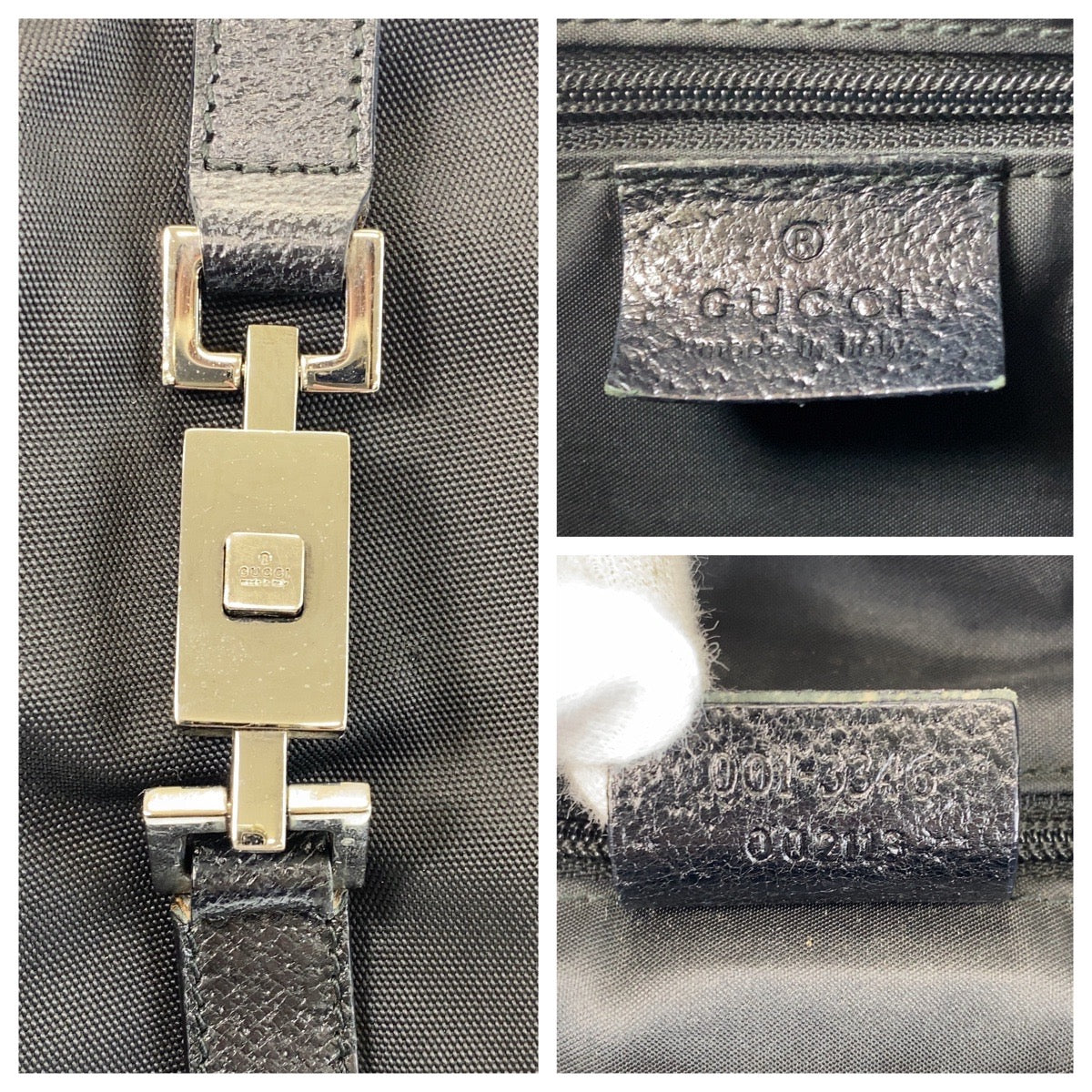 15887
GUCCI グッチ ジャッキー ブラック 黒 ナイロン / レザー 001 3346 ショルダーバッグ  レディース