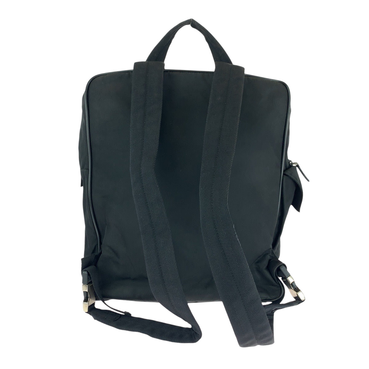 15888
PRADA プラダ テスート 三角ロゴプレート 男女兼用 ブラック 黒 シルバー金具 ナイロン リュックサック ビジネスバッグ  レディース AB35