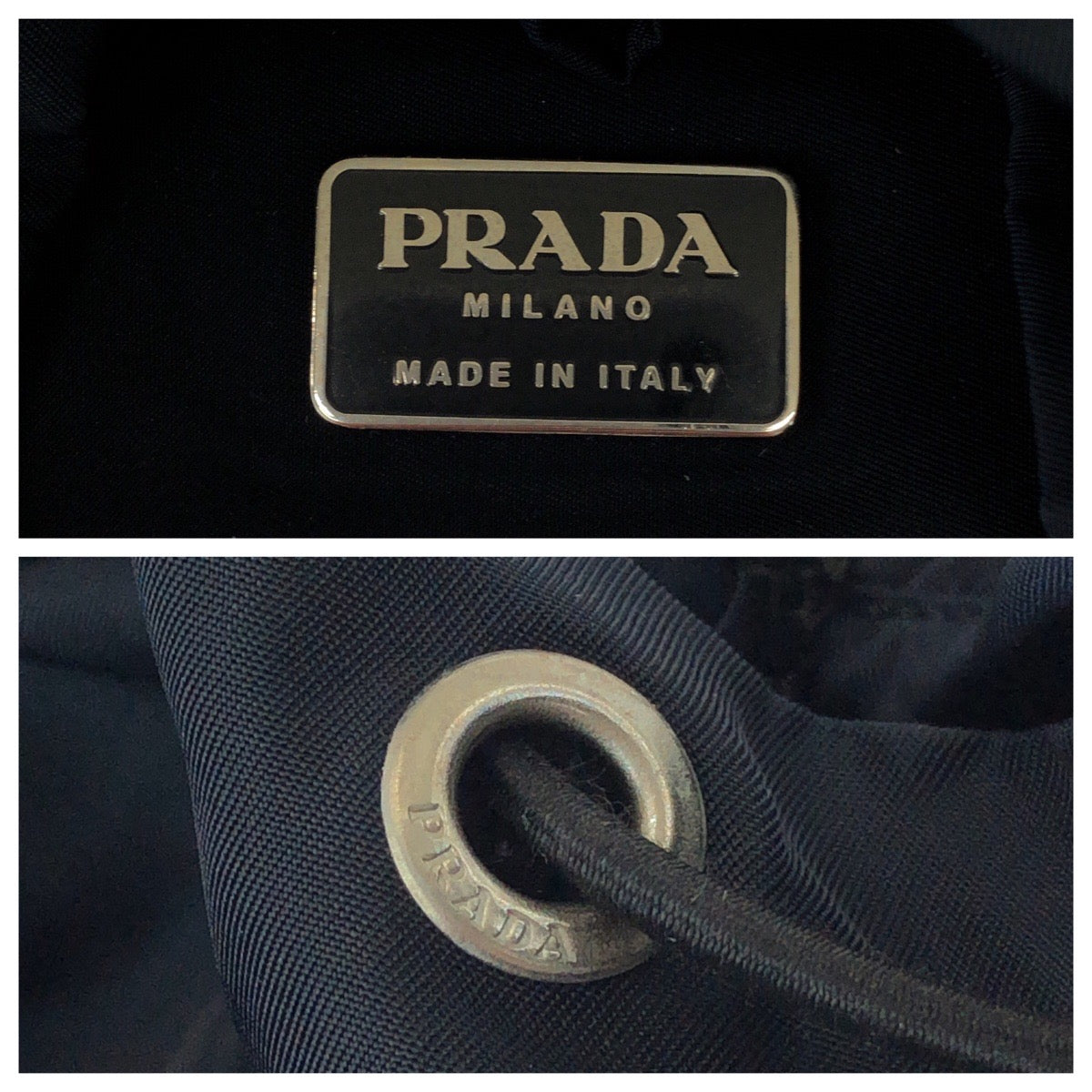 15891
PRADA プラダ テスート 三角ロゴプレート ネイビー シルバー金具 ナイロン リュックサック バックパック  レディース ABP40