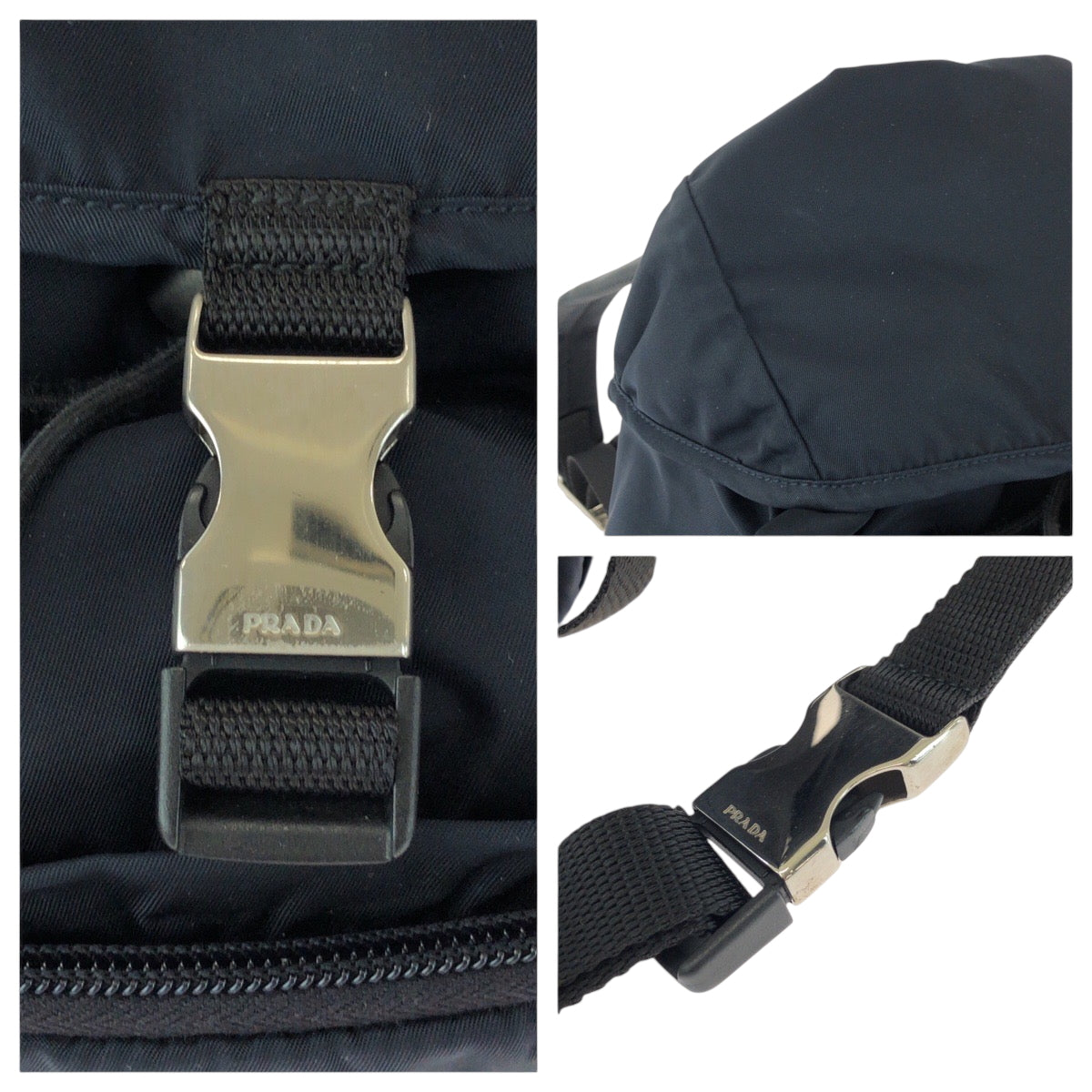 15891
PRADA プラダ テスート 三角ロゴプレート ネイビー シルバー金具 ナイロン リュックサック バックパック  レディース ABP40