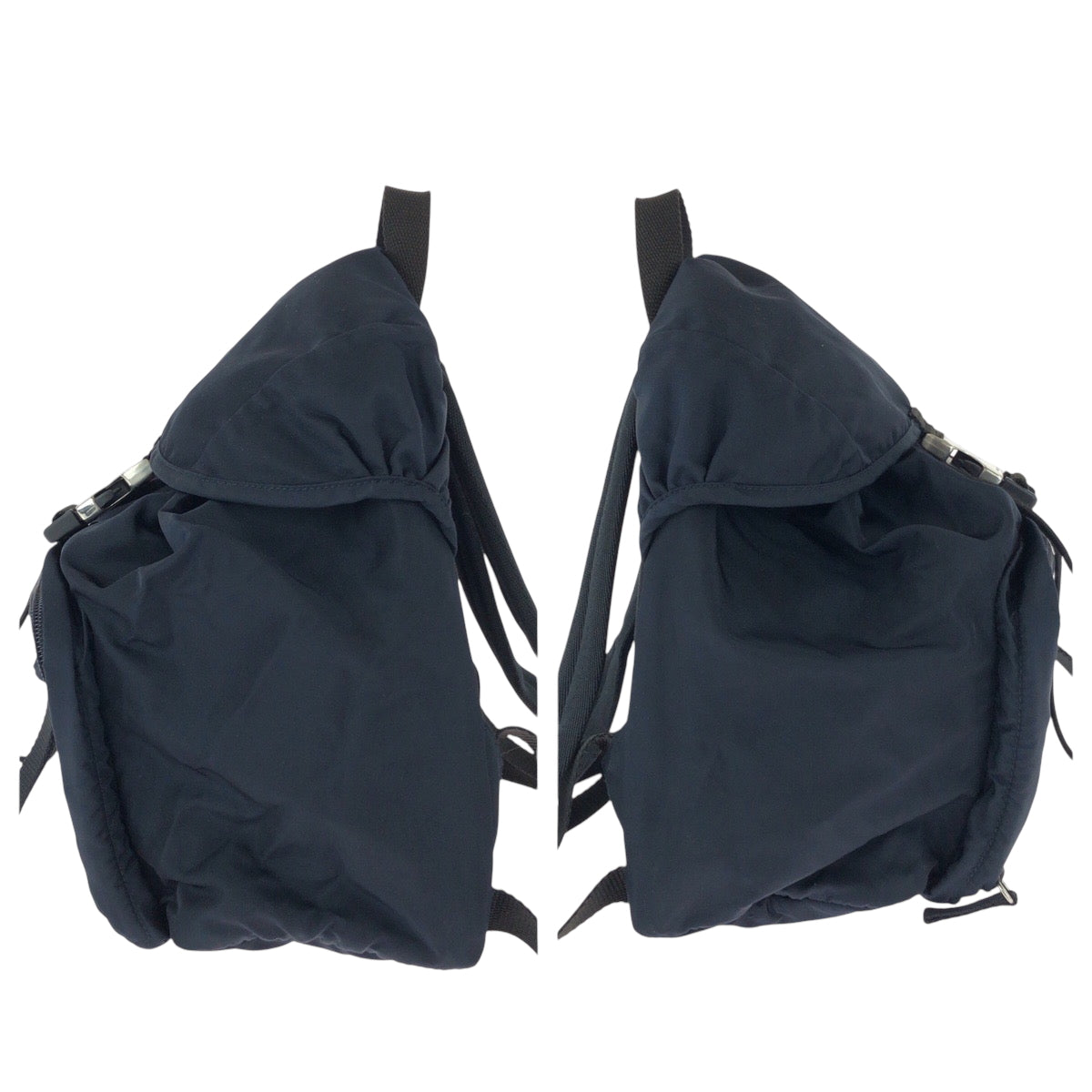 15891
PRADA プラダ テスート 三角ロゴプレート ネイビー シルバー金具 ナイロン リュックサック バックパック  レディース ABP40