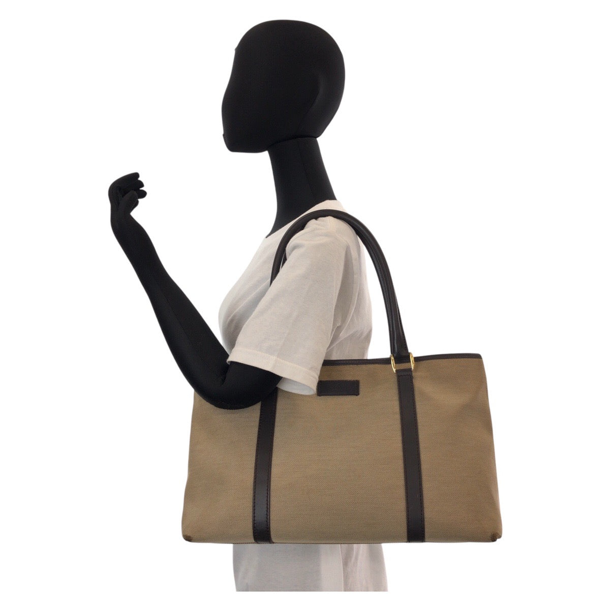 15892
GUCCI グッチ ベージュ ブラウン ゴールド金具 キャンバス / レザー 257302 トートバッグ ショルダーバッグ  レディース