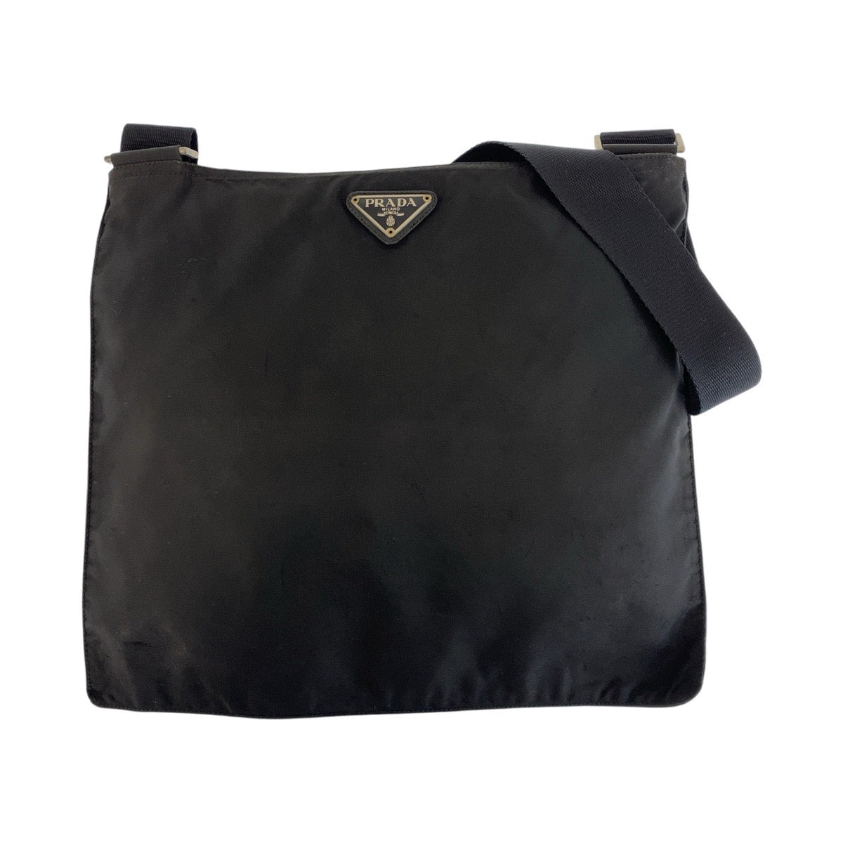 15896
PRADA プラダ テスート 三角ロゴプレート ブラック 黒 シルバー金具 ナイロン ショルダーバッグ メッセンジャーバッグ  レディース