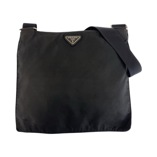 15896
PRADA プラダ テスート 三角ロゴプレート ブラック 黒 シルバー金具 ナイロン ショルダーバッグ メッセンジャーバッグ  レディース