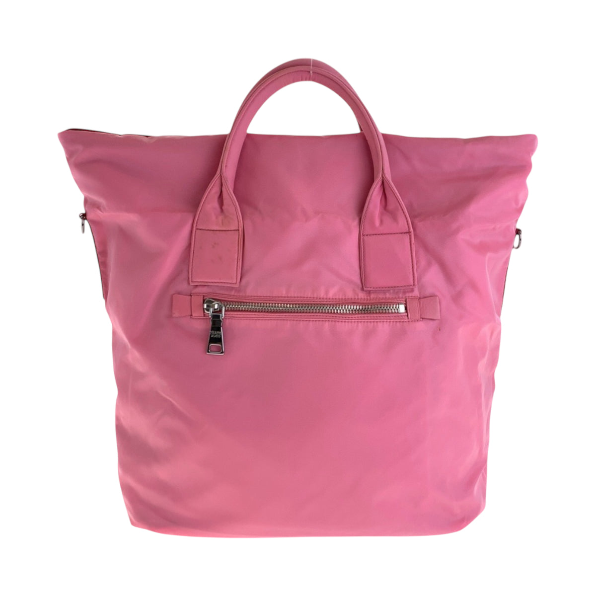 15898
PRADA プラダ テスート 三角ロゴプレート リバーシブル レッド ピンク シルバー金具 ナイロン トートバッグ ショルダーバッグ 2way  レディース AB32