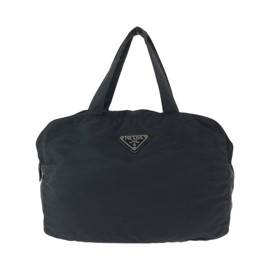 15899
 PRADA Prada Tessuto Triangle Logo Plate Black Silver Hardware Nylon Handbag Tote Bag Women's