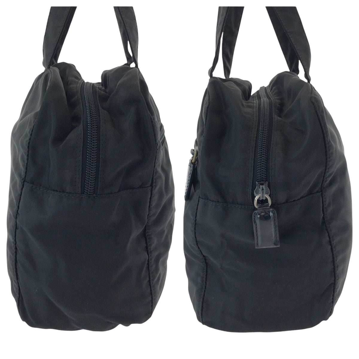 15899
PRADA プラダ テスート 三角ロゴプレート ブラック 黒 シルバー金具 ナイロン ハンドバッグ トートバッグ  レディース
