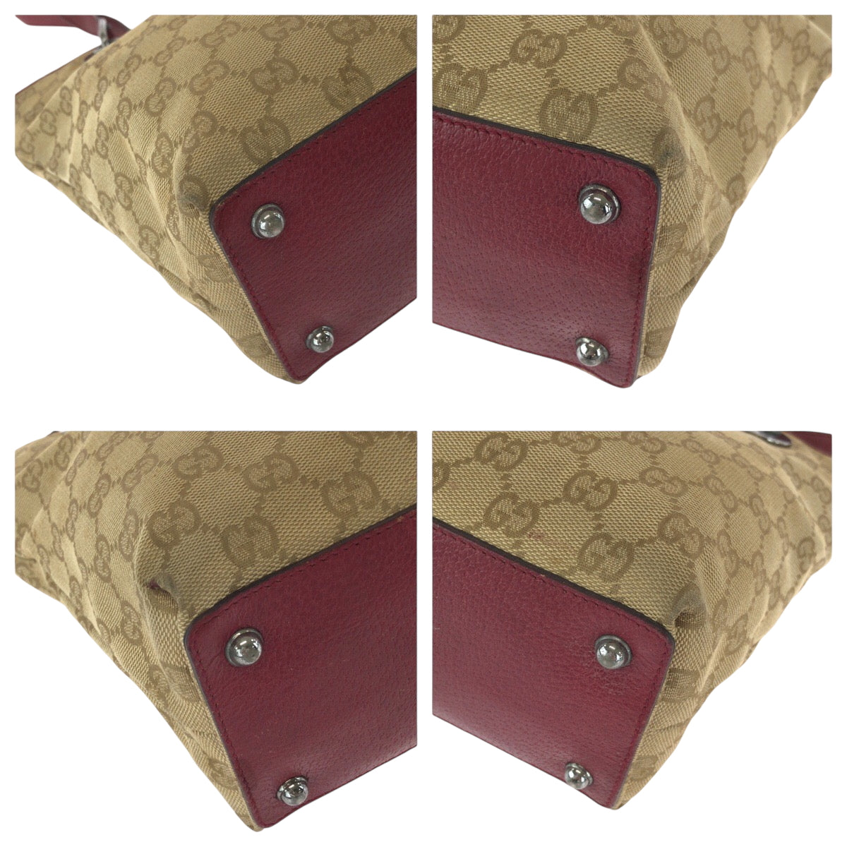 15909
GUCCI グッチ ベージュ レッド シルバー金具 GGキャンバス 120840 トートバッグ ハンドバッグ  レディース AB22