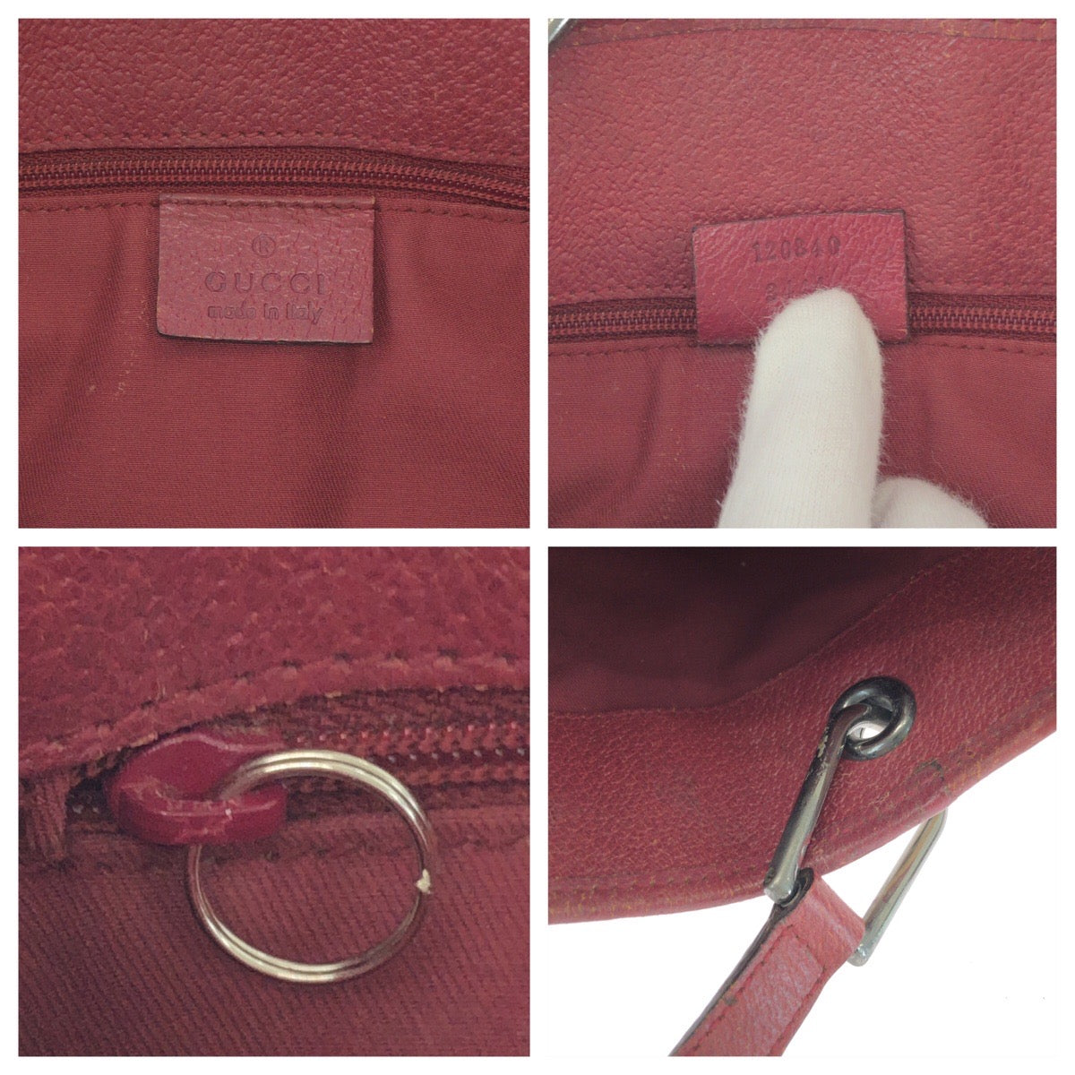 15909
GUCCI グッチ ベージュ レッド シルバー金具 GGキャンバス 120840 トートバッグ ハンドバッグ  レディース AB22