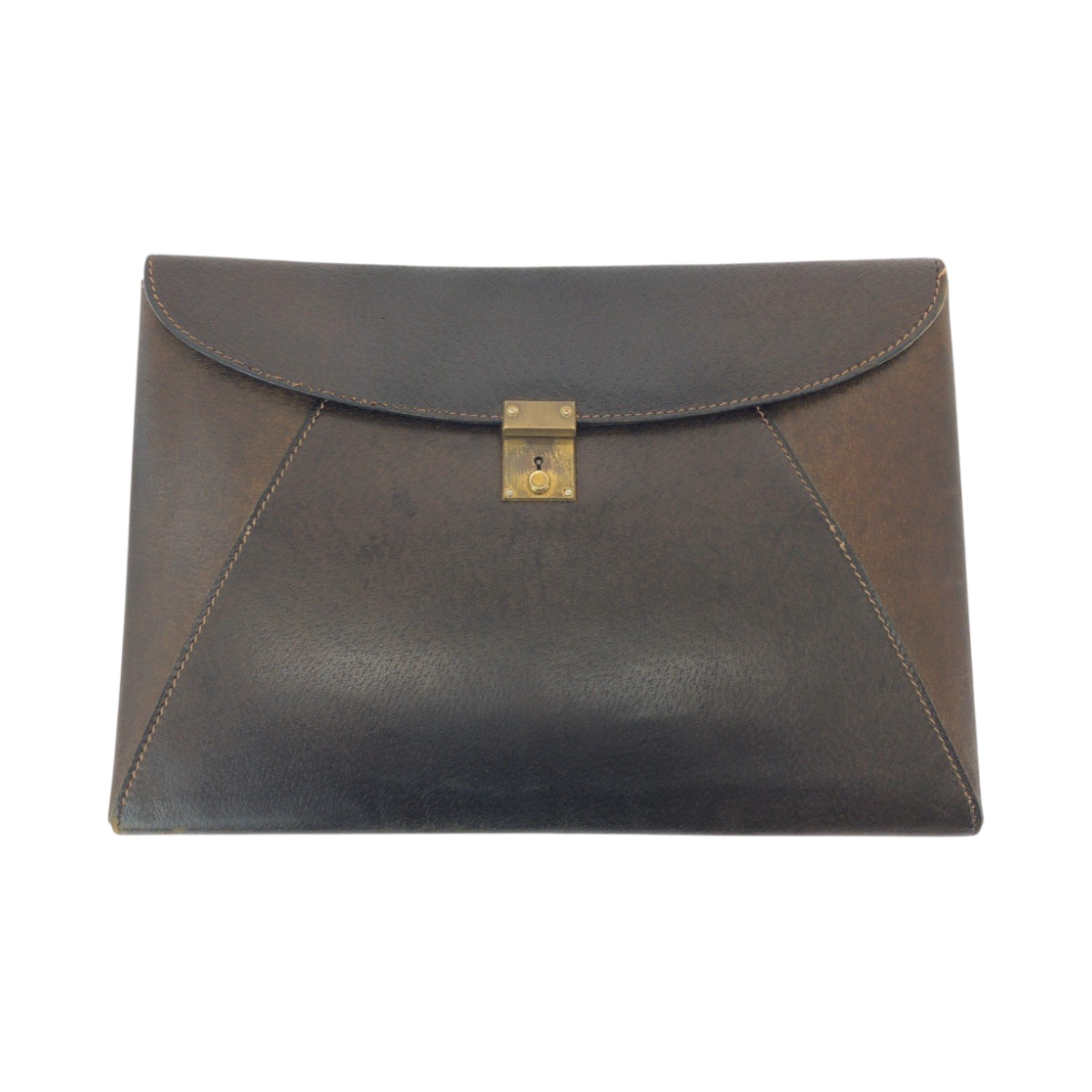 15912
GUCCI グッチ ヴィンテージ オールドグッチ ブラウン ゴールド金具 レザー クラッチバッグ セカンドバッグ  メンズ
