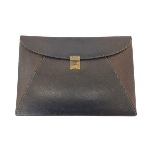 15912
GUCCI グッチ ヴィンテージ オールドグッチ ブラウン ゴールド金具 レザー クラッチバッグ セカンドバッグ  メンズ
