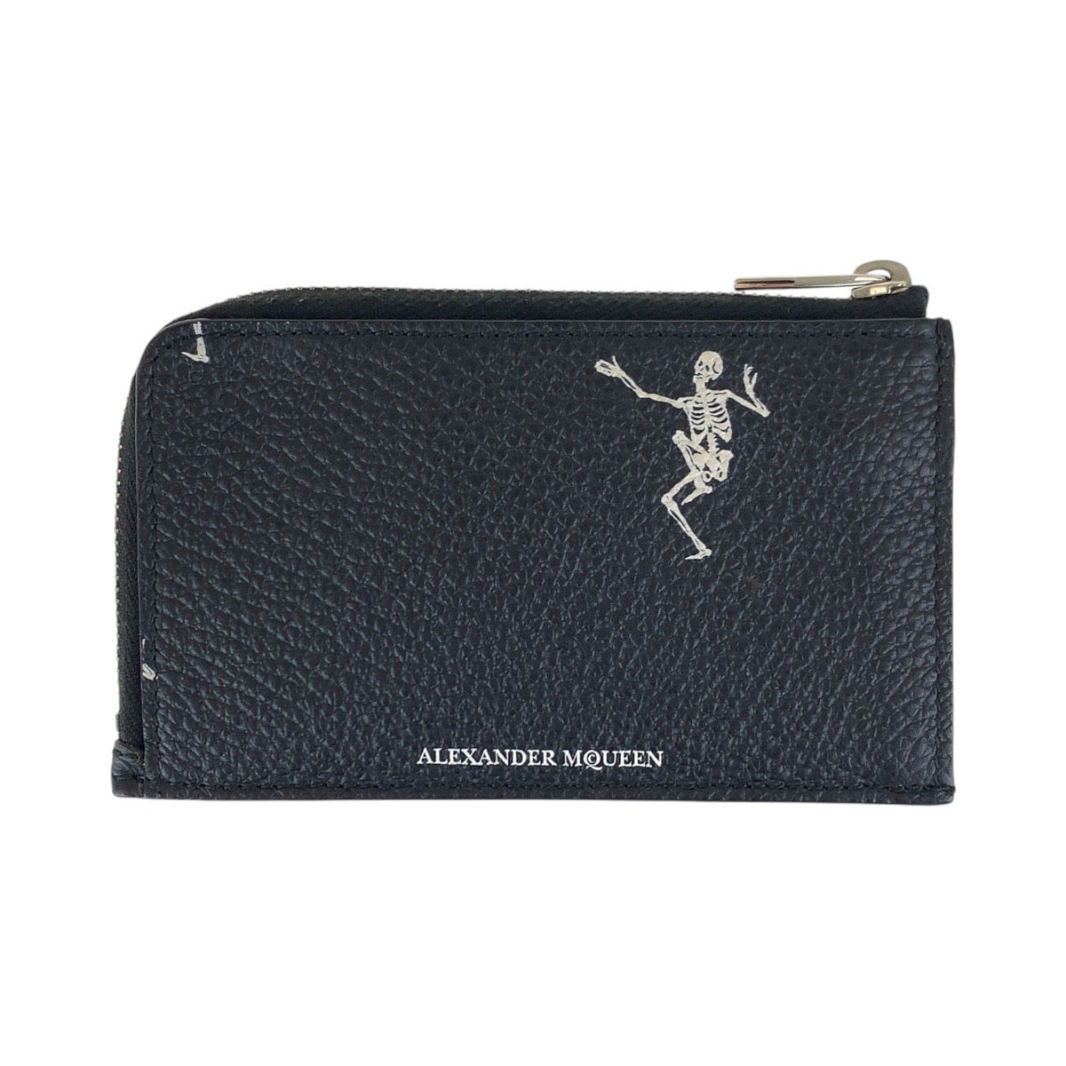 15913
 Alexander McQueen Black Silver Hardware Leather Coin Case Coin Purse Unisex Women's