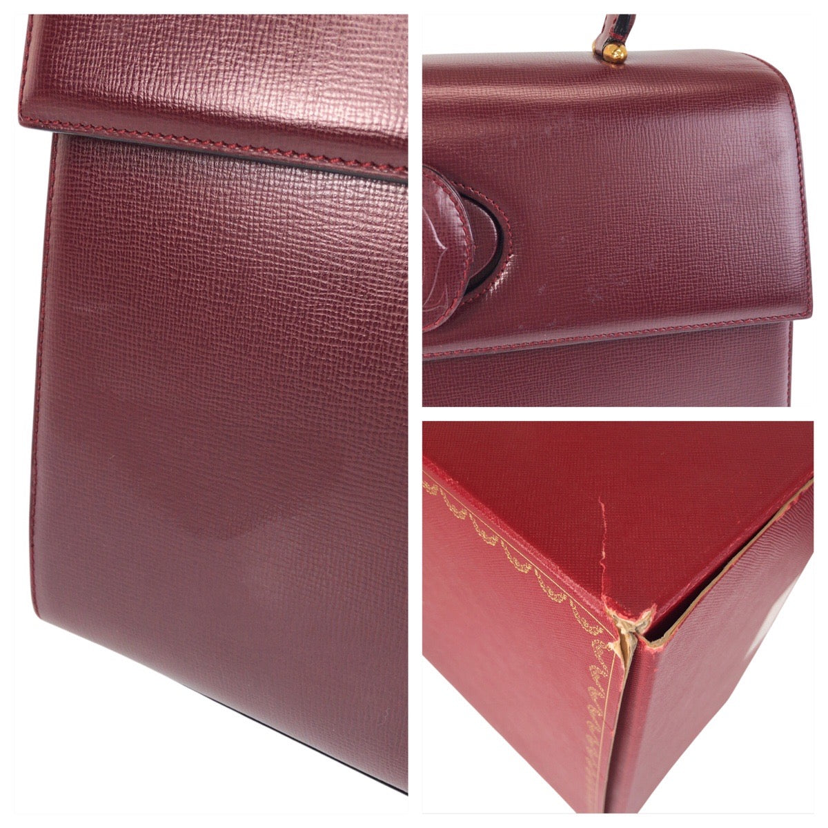 15918
CARTIER カルティエ マストライン ボルドー ゴールド金具 レザー ハンドバッグ  レディース A67