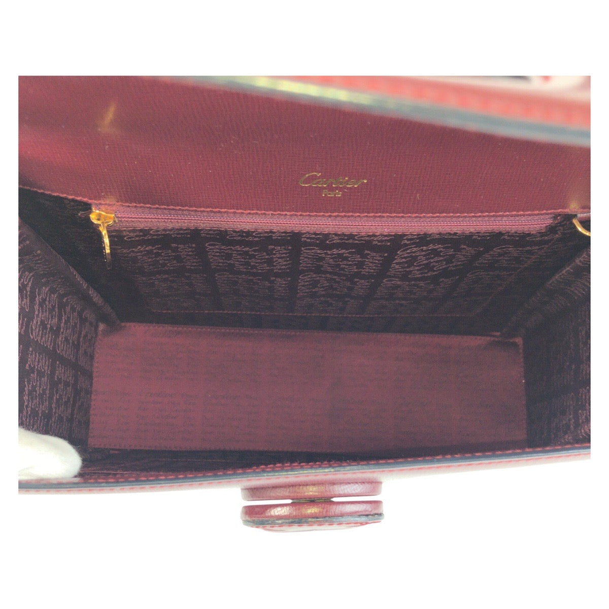15918
CARTIER カルティエ マストライン ボルドー ゴールド金具 レザー ハンドバッグ  レディース A67
