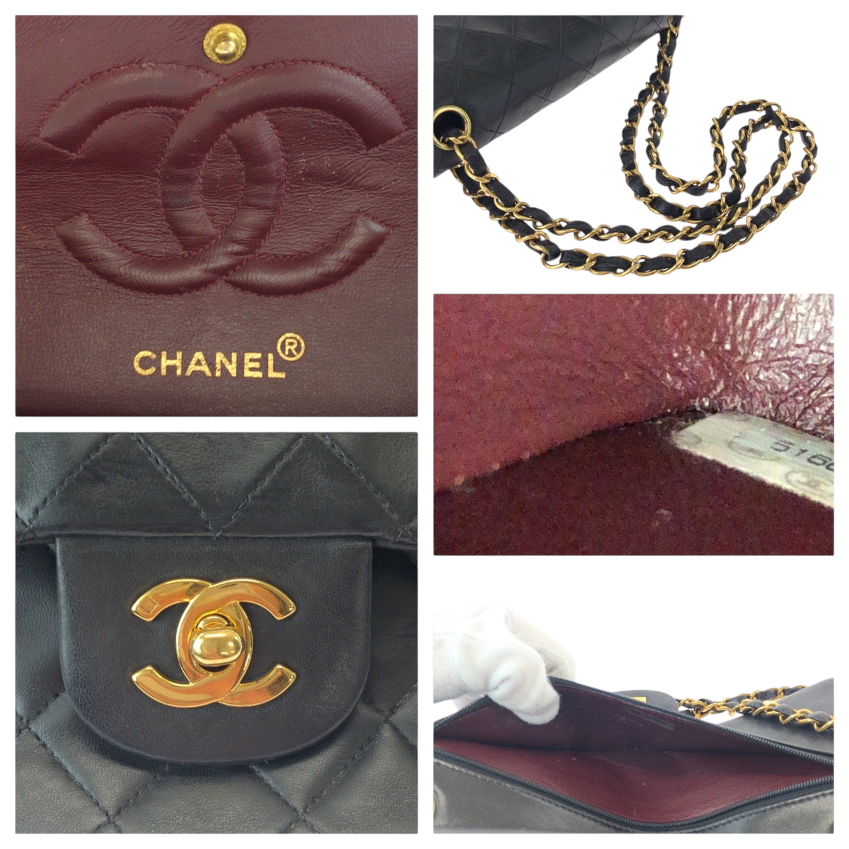15919
CHANEL シャネル ヴィンテージ マトラッセ ダブルフラップ ココマーク ターンロック ブラック 黒 ゴールド金具 ラムスキン チェーンショルダーバッグ  レディース