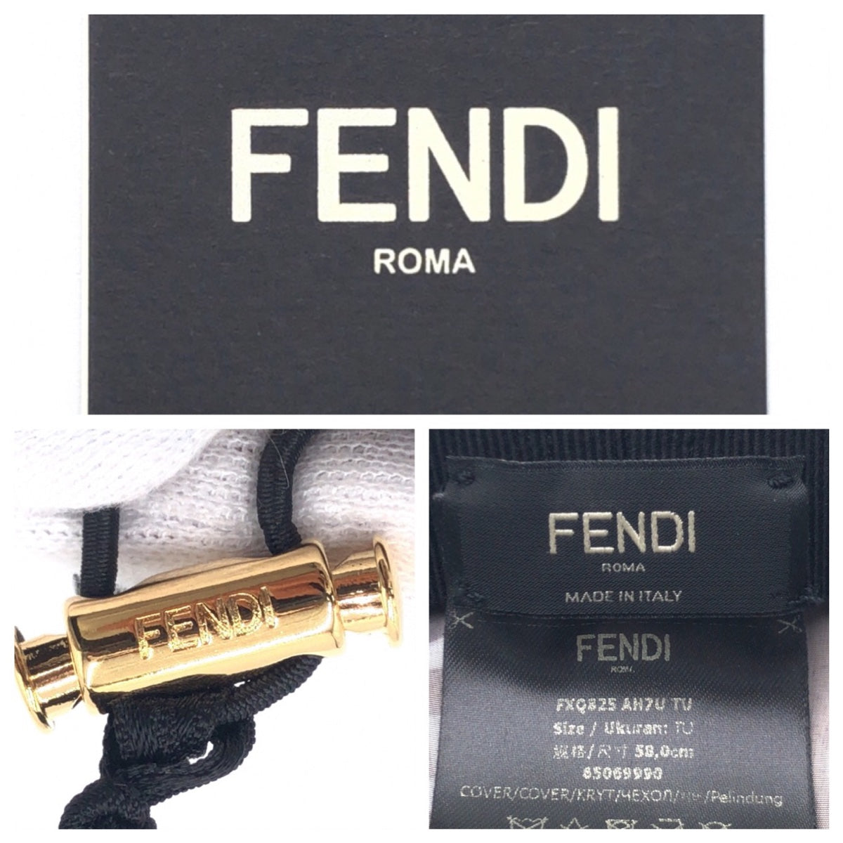 15924
FENDI フェンディ ズッカ柄 ブラック 黒 ナイロン FXQ825 キャップ キャップカバー 男女兼用  レディース
